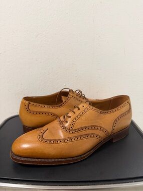 Brooks Brothers Peal Co Mens 9.5 Brown White Leather Wingtip Dress Shoe England